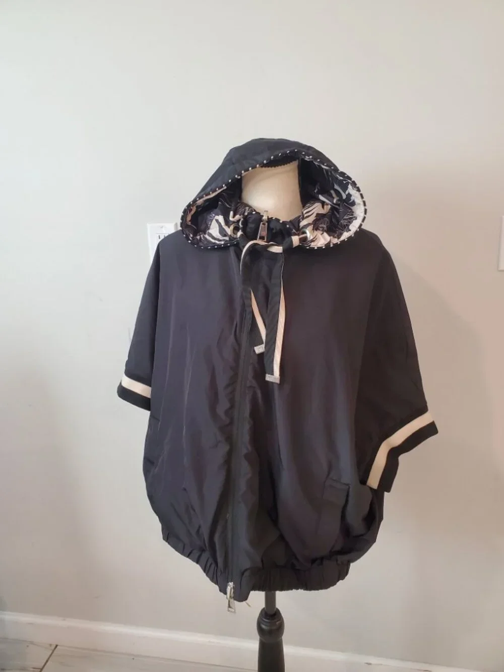 MDF Marco Del Forte Reversible Hooded Poncho Windbreaker Sz 46